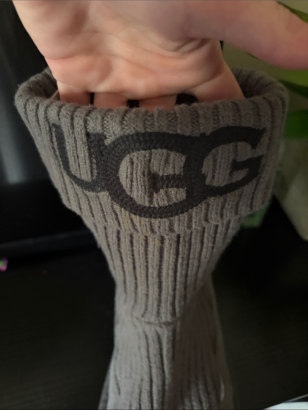 UGG Gray Ribbed Knit Boot Socks with Logo Cuff - Picture 5 of 5